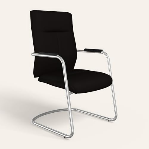 Image of Interio by Godrej La Sede Visitor Leather Executive Chair Black Ink