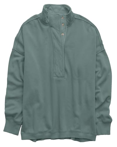 Gacaky Sweatshirt for Women Oversized Casual Long Sleeve Button Henley Neck Pullover Tops Fashion Outfits Clothes - Image 7