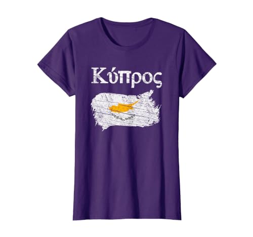 Cyprus Cyprian Flag Vintage Graphic Cyprus Lovers Tourists T-Shirt, Women, Purple, X-Small
