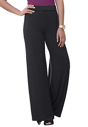 Jessica London Women's Plus Size Everyday Knit Palazzo Pant Soft Lightweight Wide-Leg - 22/24, Black
