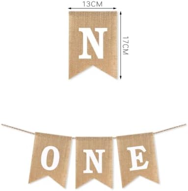 1st Birthday Banner, One Bunting Banner Jute Burlap Hessian 1st Birthday Decorations For Girls And Boys Woodland 1st Birthday Bunting For Baby First Birthday Decorations, 1st Birthday Decorations