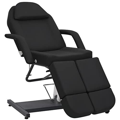 CHARMMA Treatment Chair Black Faux Leather Large Adjustable Armrests,Massage Chairs-110268