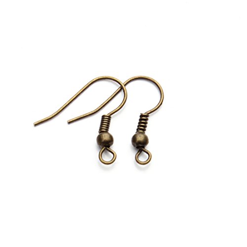 Linsoir Beads Iron Wire Earring Hooks with Large Loop Packed of 200 Antique Bronze Plated