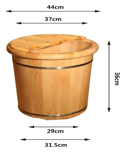 Bañera de pies de madera maciza 40 cm con tapa y masaje miniatura 7
