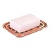 mDesign Metal 2-Piece Soap Dish Tray with Drainage Grid and Holder for Kitchen Sink Countertops to Store Soap, Sponges, Scrubbers - Rust Resistant - Copper