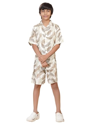 Image of Ninos Dreams Boys Cotton Rayon Halfsleeves Coord Set with Shirt & Shorts /Boys Vacation wear /boys co ord set /Boys Tropical print Shirt & Shorts set /Boys Clothing Set