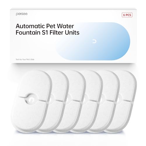 6-Pack Replacement Filters for PETSEE S1 Series Automatic Pet Water Fountain – Triple Filtration System, Removes Impurities & Hair, Easy to Use, Replace Every 4 Weeks