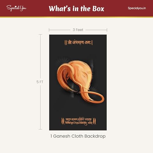 Image of SpecialYou Ganpati Decoration Setup for Home with Ganesh Backdrop (5 * 3ft) for Ganesh Decoration Items for Home Decor Item, Ganpati Decorations Backdrop Cloth for Decorations Pooja- 1Item