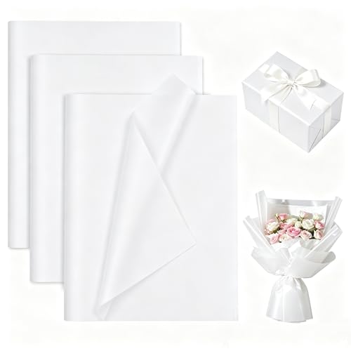 Image of White Tissue Paper for Gift Bags - 30 Sheets of White Wrapping Tissue Paper Bulk Packaging Paper for Weddings Birthday DIY Project Christmas Gift Wrapping Crafts Decor (20 x 20 Inch)