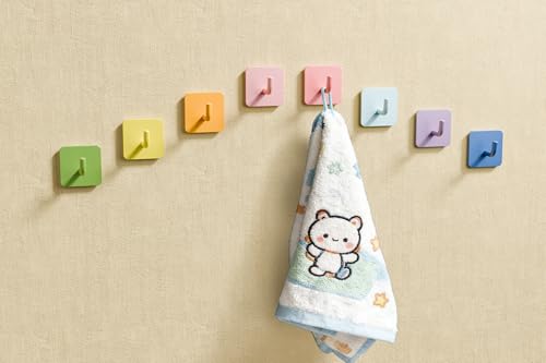 DEKAZIA® Kleiderhaken Kinder 8er-Set Bunte Regenbogen | Kindergarderobe Haken Garderobenhaken Wandhaken Kinderzimmer Klebehaken selbstklebend ohne Bohren