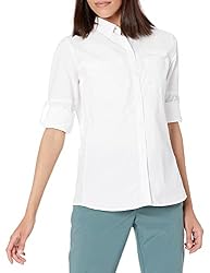 Amazon Essentials Camicia Outdoor con vestibilità Classica e a Maniche Lunghe con Tasche sul Petto Donna, Bianco Brillante, S