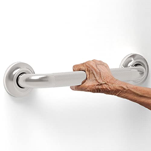 Ameriluck Grab Bar With Knurled Anti-Skid Grip, Ada Compliant 500Lbs Supporting, Stainless Steel Brushed Nickel (12In, 1Pk) #TOP2
