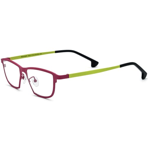 Image of FONEX Colorful Pure Titanium Glasses Frame Women Retro Round Eyeglasses