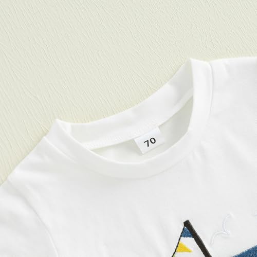 Toddler Baby Boy Summer Outfits Short Sleeve Fishing Boat T Shirt Tees Striped Shorts Set Infant Beach Clothes4