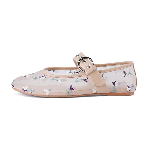 Image of Ballet Flats Mesh Shoes for Women Mary Janes Flats | Wide Feet Options, Woven Mesh Flats, Soft Cushion, Comfortable Ballerina Flats, Casual, Dress Shoes, Daily, Work, Versatile