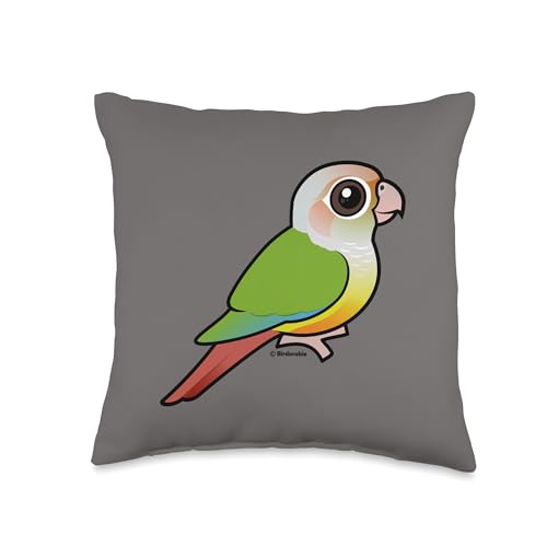 Cute Cartoon Cinnamon Green-cheeked Conure Birdorable Bird Throw Pillow