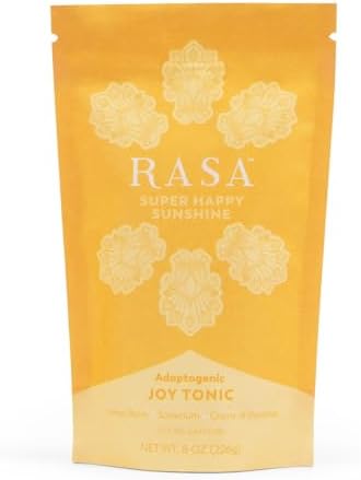 Rasa Super Happy Sunshine – Adaptogenic Mushroom Mood Booster | Lemon Tea Joy Tonic with Sceletium | Vegan, Keto, Ayurveda Wellness Tonic (8 oz / 30 Servings)