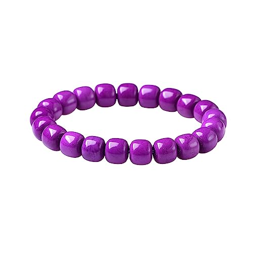Bracelet en jade violet extensible pour femme - Bijou en pierres naturelles perlées