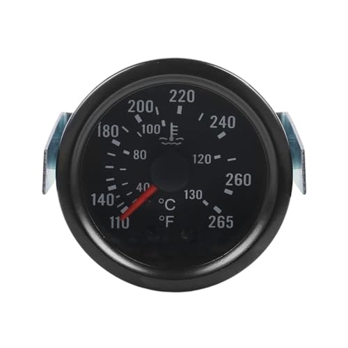 2" 52MM Mechanical Water Temp Gauge 40-130℃/110-265℉ 12V Yellow Light Car Meter with Sensor NPT 1