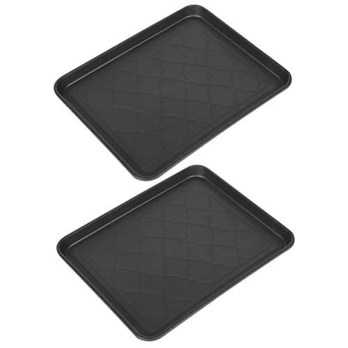 Veemoon 2個入り プラスチック製多機能シューズトレイ 玄関用 雑貨収納トレイ 植木鉢マット兼用 屋内外対応 耐久性素材 滑り止め底