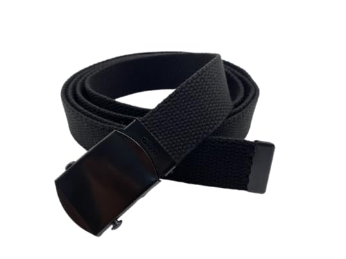 Canvas Military Golf Belt with Black Buckle and Tip - Up to 55" Waist Size, Long Black Buckle2
