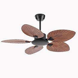 WYIXHOOG Tropical 42 Inch Ceiling Fans Without Lights Retro Black Ceiling Fan No Light ABS Leaf Blades, 6-Speed Ceiling Fan With Remote Control For Bedroom Living Room Farmhouses Indoor
