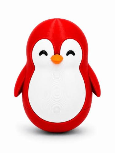 Image of Penguin Roly-Poly Toy, Wobble and Tumble Stress Relief Fidget, Fun Desk Toy for Kids and Adults (Red and White)