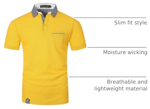 Image of GHYUGR Men's Polo Shirts Short Sleeve Slim Fit Polo Casual Plaid Splice T-Shirts