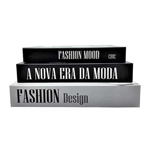 Conjunto Livro Caixa Decorativa Fake Design Branco e Preto