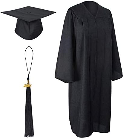GraduationForYou Matte Graduation Gown Cap Tassel 2017-2018, 48''(5'3''-5'5''), Black