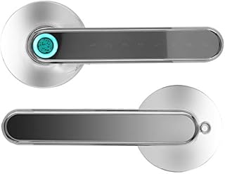 Keyless Entry Door Lock, Smart Biometric Fingerprint Lock, Digital Door Handle Lever Lock for Home Office Bluetooth APP Password Unlock(Chrome)