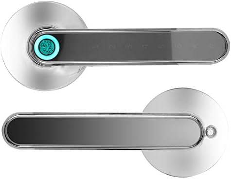 Keyless Entry Door Lock, Smart Biometric Fingerprint Lock, Digital Door Handle Lever Lock for Home Office Bluetooth APP Password Unlock(Chrome)