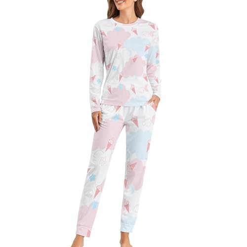 Ensemble de pyjama femme Nuage Et Glace en maille premium manches longues et pantalon