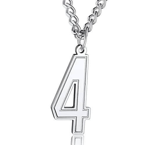 ChainsHouse Men 0-9 Jersey Number Necklace, Custom Necklace Baseball/Basketball/Football with Number, Personalized Number Pendant Stainless Steel Chain Sports Necklaces for Men Women, with G