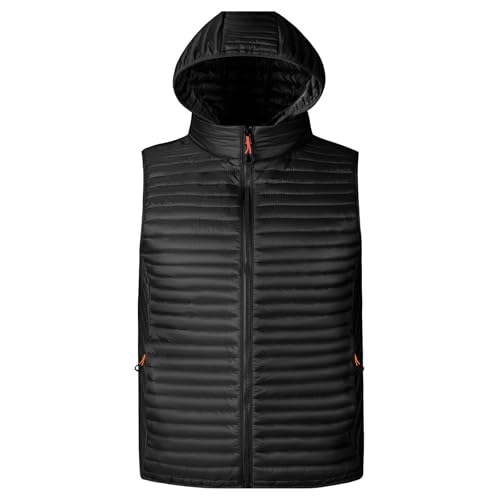 Gilet léger à capuche en duvet pour homme avec col montant en laine