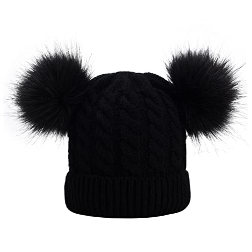 Winter Knit Baby Hat Twisting Warm Beanie for Boys Girls Infant Toddler Baby Beanie with Pompom2