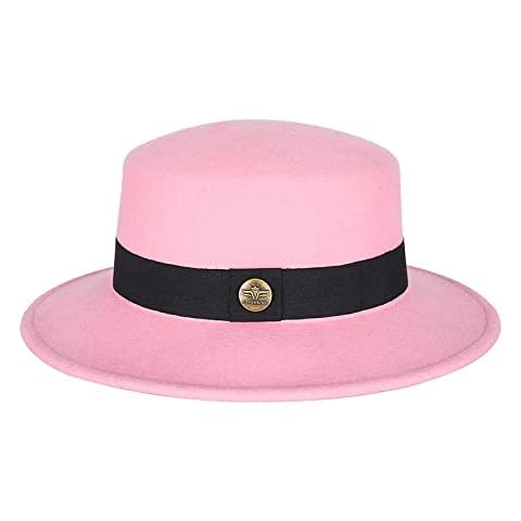 LALAHO British flat-top flat-brim pure wool top hat wool felt hat 57cmpink Cover