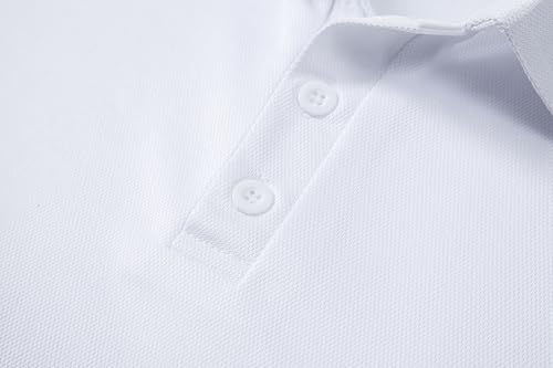 Umturmok Men'S Performance Solid Color Golf Polo Shirts Moisture Wicking Quick Dry Short Sleeve Polo Shirts For Men Casual Activewear White L thumb #4