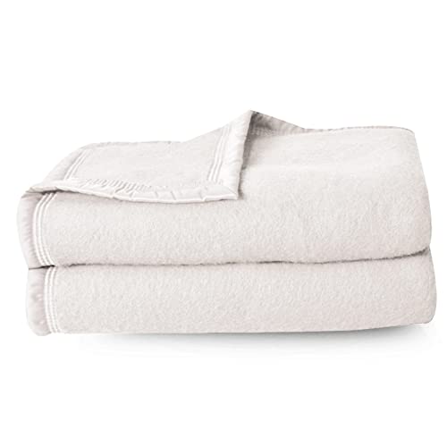 Linnea Couverture Pure Laine Vierge Woolmark 500g/m² Volta 180x240 cm Blanc Naturel