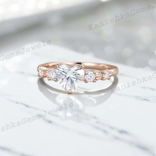 1 Carat Heart Cut Moissanite Engagement Ring Solid Yellow Gold Promise Ring Handcrafted Fine Jewelry for Women Unique Romantic Gift for Wife4