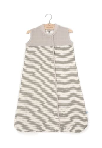 Image of Grey Stripe Quilted Cotton Muslin Sleep Bag