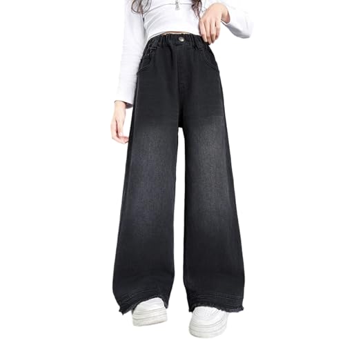 Baggy Jeans Mädchen 120-170 Fit Wide Leg Jeans Mädchen 4-16 Jahre Y2K Straight Loose Fit Jogginghose Teenager Elastische Taille Jeanshose Denim Hosen Kinder Vintage Lässige