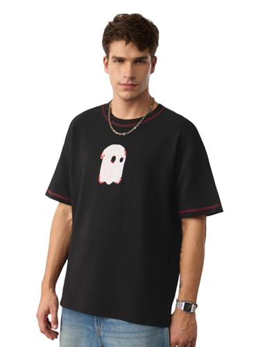 Image of The Souled Store Mr. Soul Men and Boys Short Sleeve Round Neck Purple Graphic Printed Cotton Oversized T-Shirts