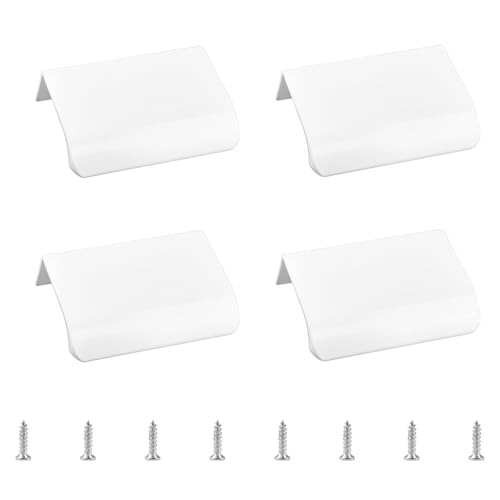 MOROBOR 4個 フィンガーアルミ合金製エッジプル 目立たないワードローブハンドル キャビネット、引き出し、引き戸、クローゼット用 凹型隠しハンドル (50mm、ホワイト)