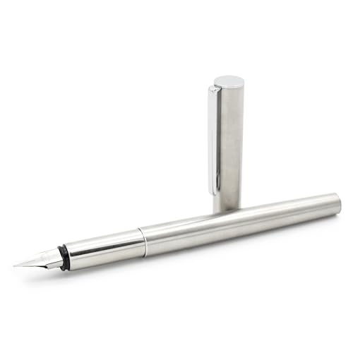 Image of BUZZ COOL Stainless Steel Fountain Pen With Converter Pump | Slim Metal Body Fountain Pen with Fine Nib(0.5mm) | Zero Ink Leakage Smooth Writing pen
