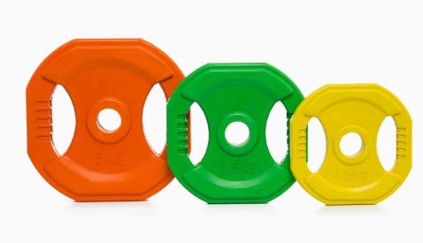 Grupo Contact Discos de Pesas de musculacion de 2.50 kg. Color Verde, con Agarre, para Barra de 28 mm (se Vende por Unidades)