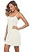 AUHEGN Women's Basic Adjustable Spaghetti Strap Cami Slip Mini Dress Off White Medium