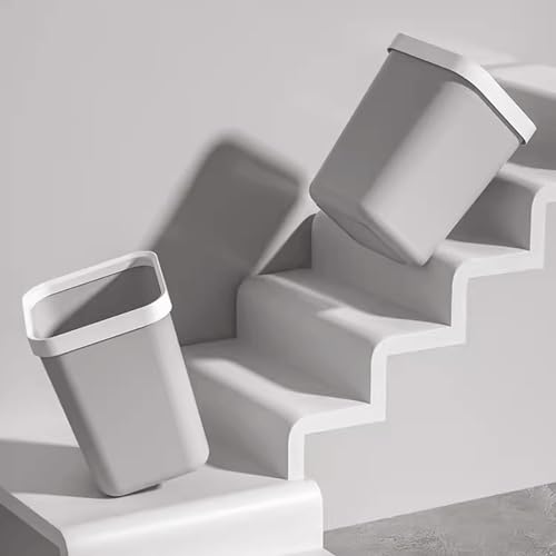 Caneca de basura cuadrada gris para cocina y baño miniatura 5