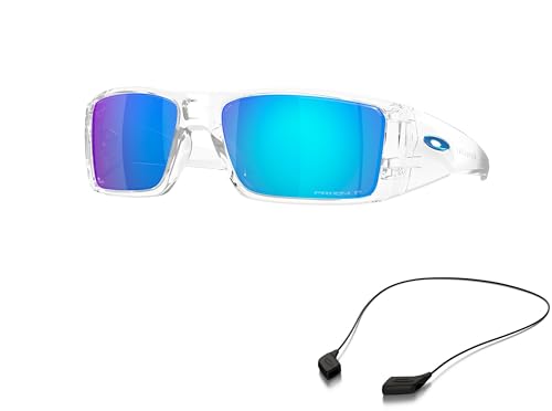 Oakley OO9231 Sunglasses Bundle: OO 9231 HELIOSTAT 923107 Heliostat Clear Prizm Sapphire and Large Black leash Accessory kit2