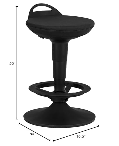Image of Adjustable-Height Padded Lab Stool - Black